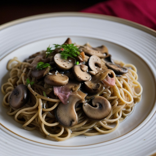 Noodles With Ham and Mushrooms recipe image