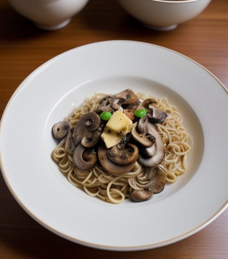 Noodles With Ham and Mushrooms recipe image