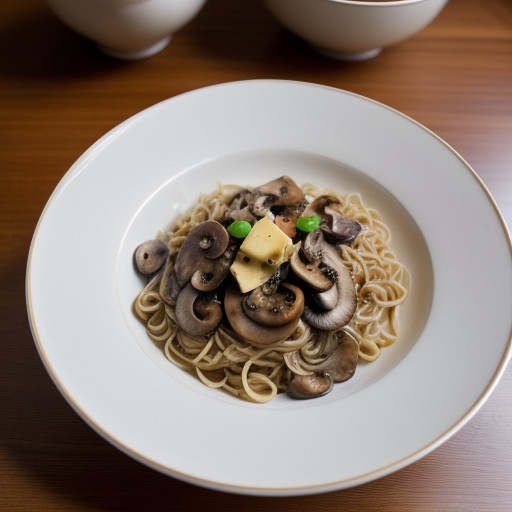 Noodles With Ham and Mushrooms recipe image