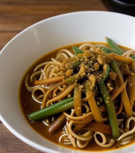 Noodles With Vegetable and Curry Sauce (Gueyteow Pak recipe image