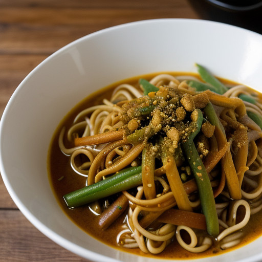Noodles With Vegetable and Curry Sauce (Gueyteow Pak recipe image