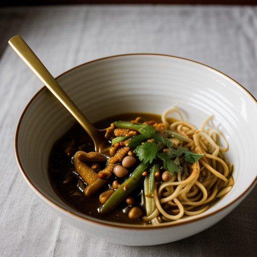 Noodles With Vegetable and Curry Sauce (Gueyteow Pak recipe image