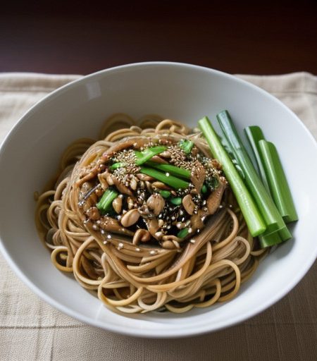 Noodles and Vegetables With Peanut Sauce recipe image