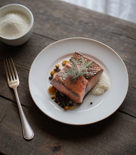 Northwest Salmon With Hazelnut & Juniper Berry recipe image