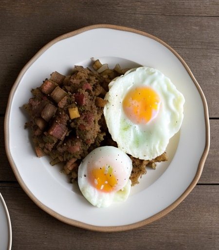 Not So Traditional Corned Beef Hash With Poached Eggs recipe image