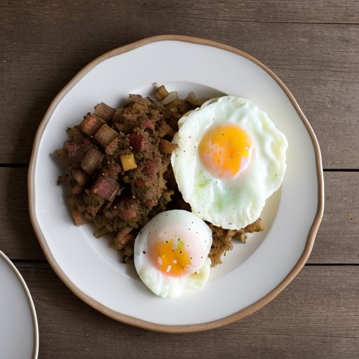 Not So Traditional Corned Beef Hash With Poached Eggs recipe image