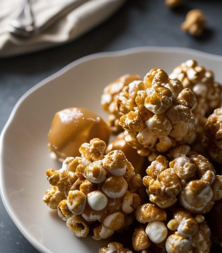 Nutted Caramel Popcorn Balls recipe image
