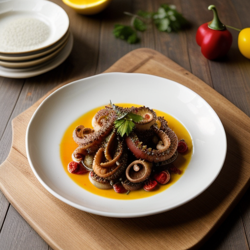 Octopus With Red and Yellow Peppers (Polipo Con Peperoni recipe image