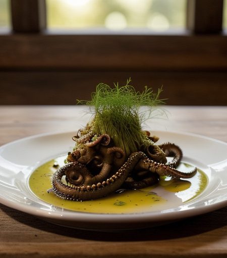 Oktapodi Maratho Krasato (Octopus & Fennel In recipe image