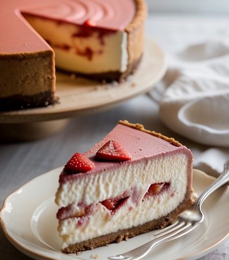 Old-Fashioned Strawberry Cheesecake recipe image