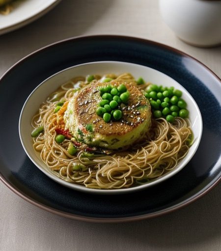 Omelet and Noodle Dinner recipe image