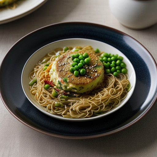 Omelet and Noodle Dinner recipe image