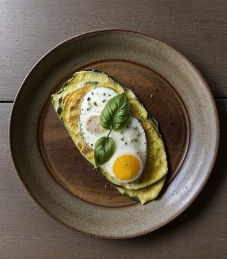 Omelette With Zucchini Tomato and Basil recipe image