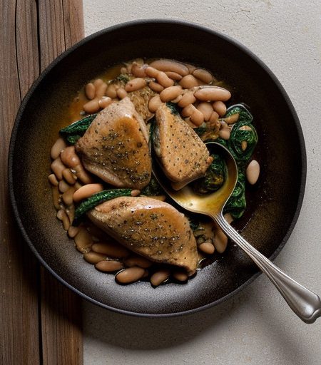 One-Skillet: Chicken and Spinach With White Beans recipe image