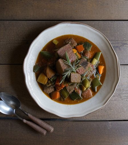One Skillet: Italian Sausage and Harvest Vegetable Stew recipe image