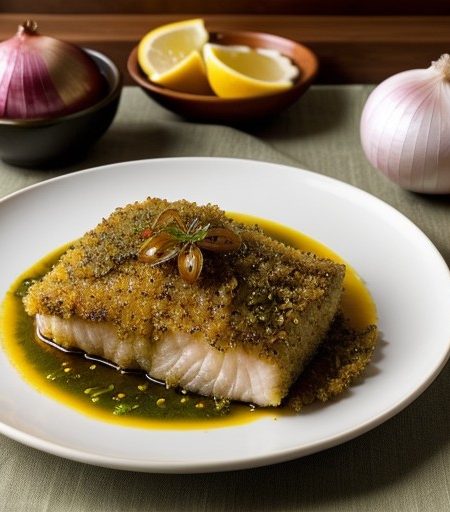 Onion Crusted Pompano With Chervil Jus recipe image