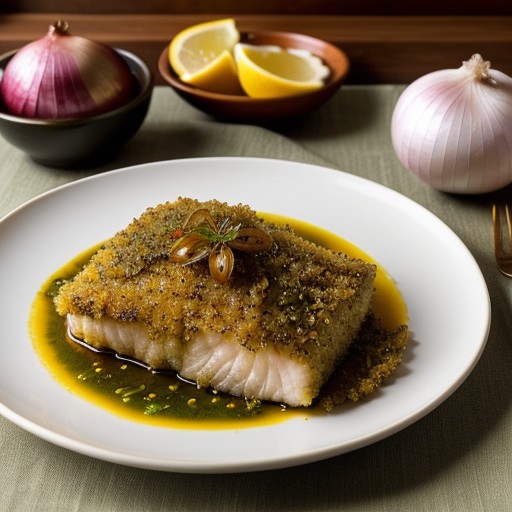 Onion Crusted Pompano With Chervil Jus recipe image