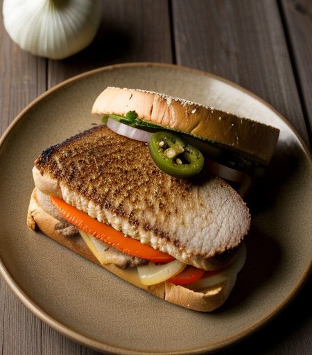 Onion 'N Pepper Beef Steak Sandwich recipe image