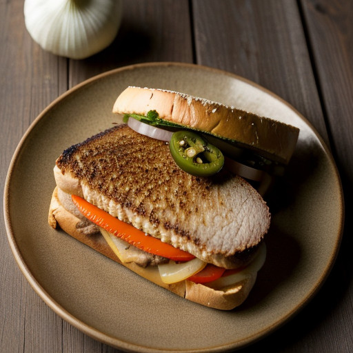 Onion 'N Pepper Beef Steak Sandwich recipe image