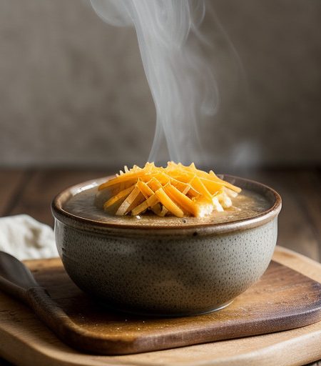 Onion Soup With Beer & Cheddar recipe image