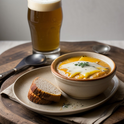 Onion Soup With Beer and Cheddar recipe image