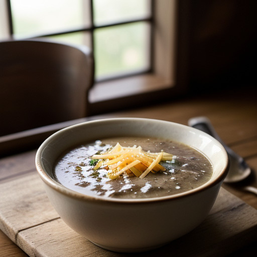 Onion Soup With Beer and Cheddar recipe image