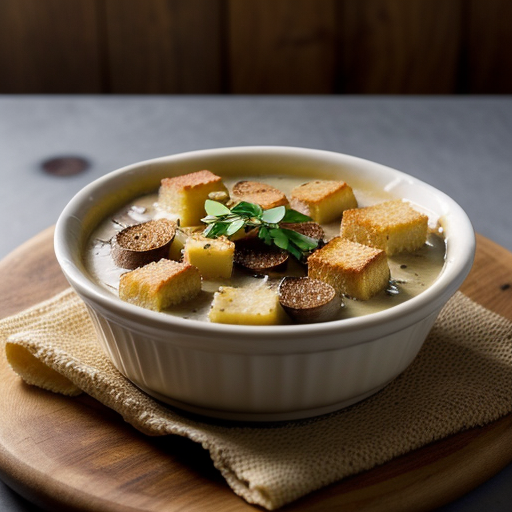 Onion Soup With Raclette Cheese Croutons recipe image