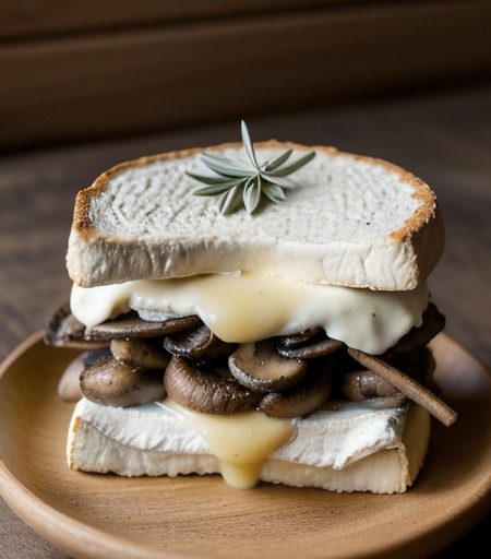 Open Face Mushroom Brie Sandwiches recipe image