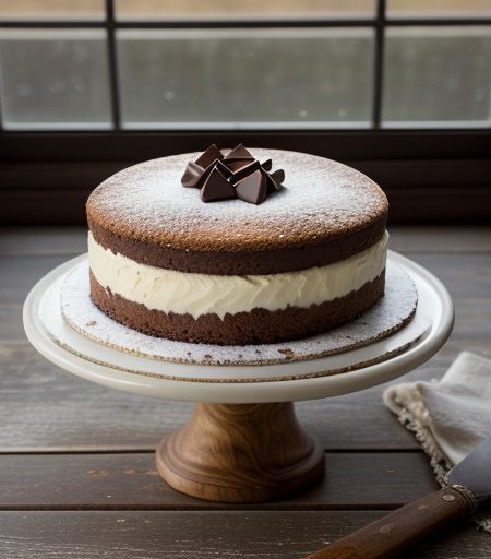 Orange-Almond Sour Cream Cake With Chocolate recipe image