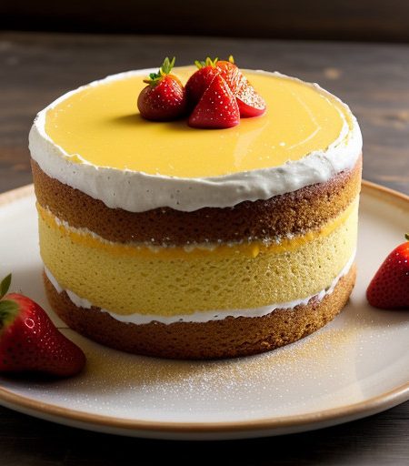 Orange Chiffon Cake With Strawberries & Cre recipe image