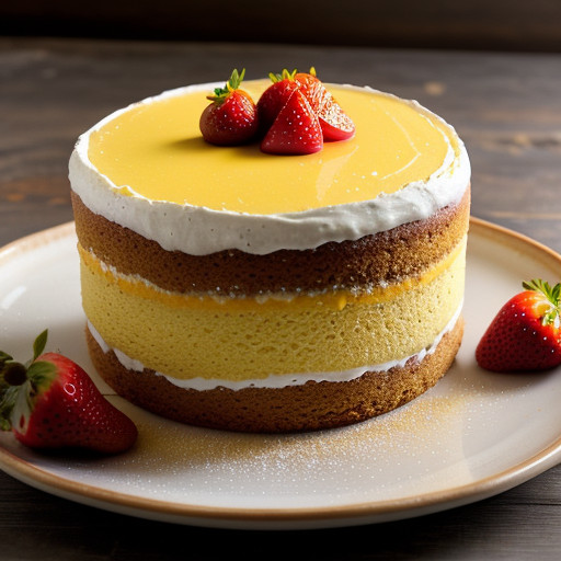 Orange Chiffon Cake With Strawberries & Cre recipe image
