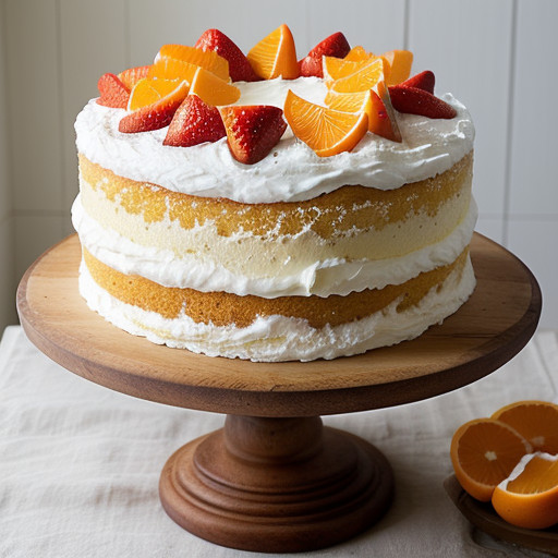 Orange Chiffon Cake With Strawberries and Cream recipe image