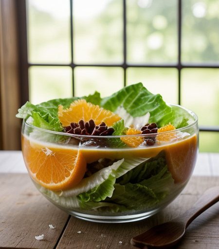 Orange Lettuce & Walnut Salad (Shlada Bellech recipe image