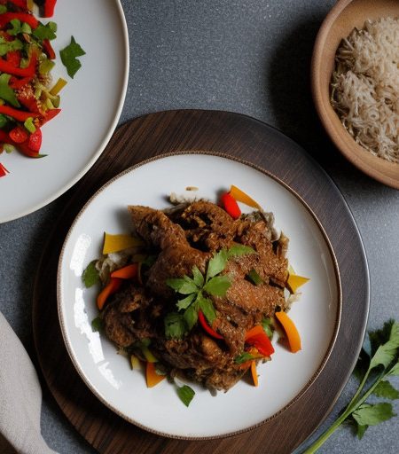 Oriental Chicken~ Peppers~ & Rice recipe image