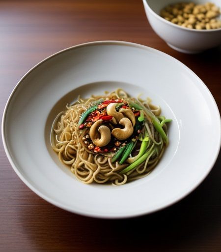 Oriental Noodles With Chilli and Cashews recipe image