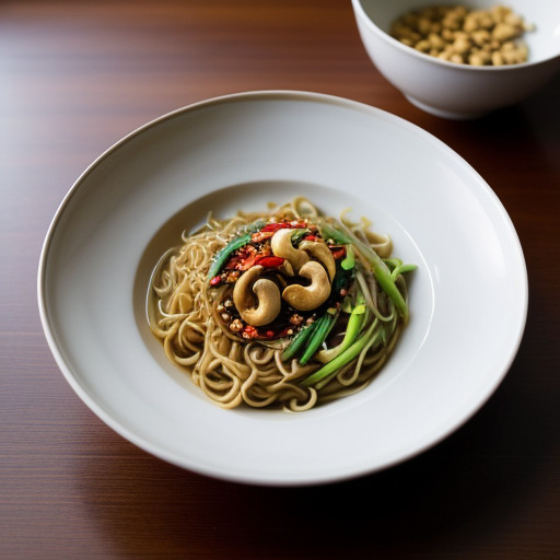 Oriental Noodles With Chilli and Cashews recipe image