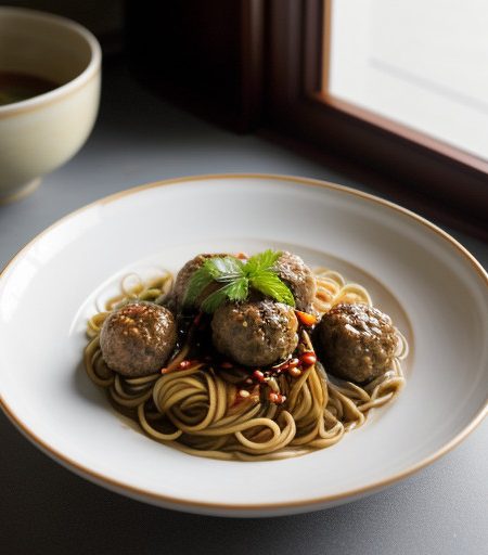 Oriental Noodles and Meatballs recipe image