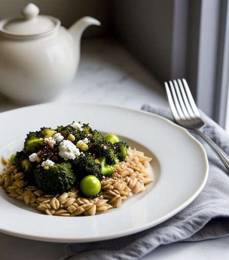 Orzo With Broccoli~ Feta & Olives recipe image
