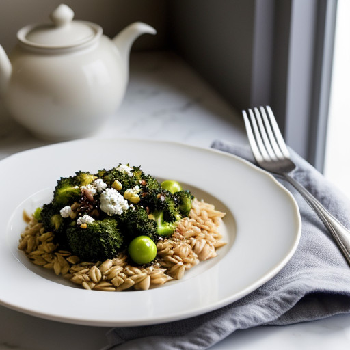 Orzo With Broccoli~ Feta & Olives recipe image