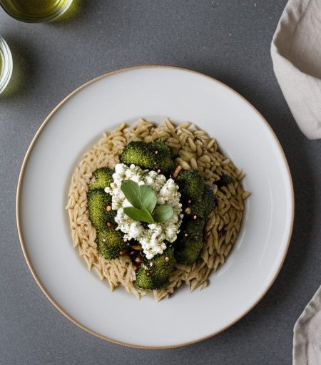 Orzo With Broccoli Feta and Olives - Bon Appetit recipe image