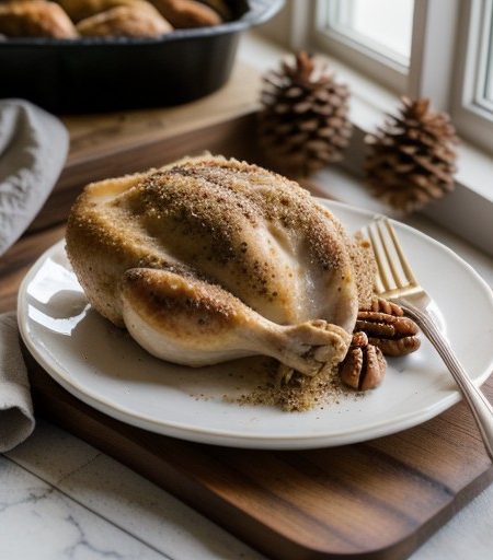 Oven-Baked Free-Range Chicken With Maple Pecan Crust recipe image