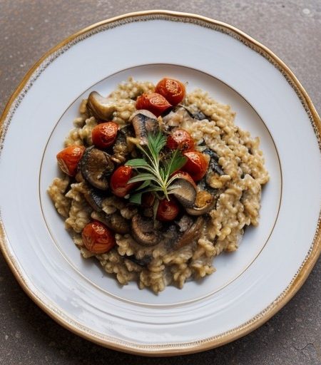 Oven Roasted Tomatoes With Mushroom Risotto recipe image