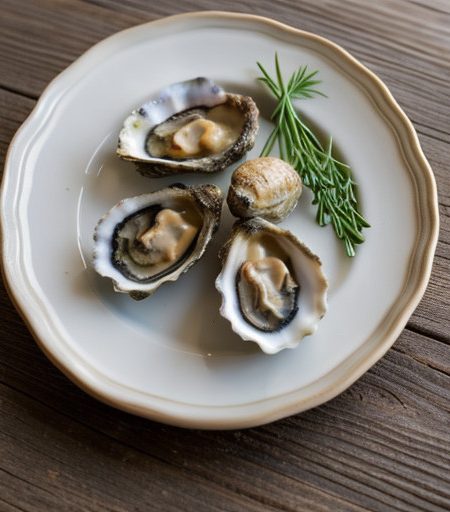 Oysters Baked With Garlic Pine Nut Butter recipe image