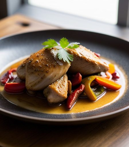 Pan Braised Chicken and Hot Cherry Peppers recipe image
