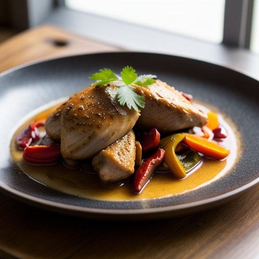 Pan Braised Chicken and Hot Cherry Peppers recipe image