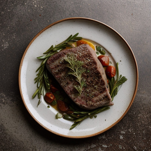 Pan-Broiled Steak With Tomatoes & Garlic-Ital recipe image