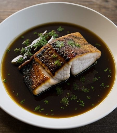 Pan Fried Black Bass With Maitre d'Hotel Sauce recipe image