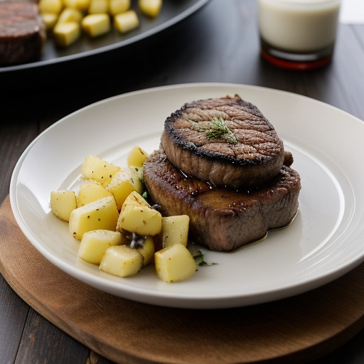 Pan Fried Rib Eye Steak With Parmesan Potato recipe image