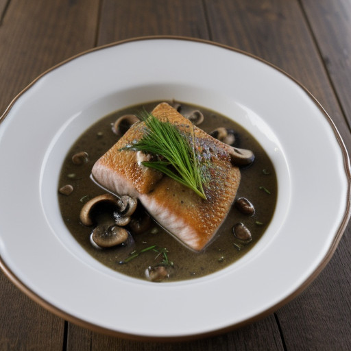 Pan-Fried Small Trout With Mushroom Sauce recipe image
