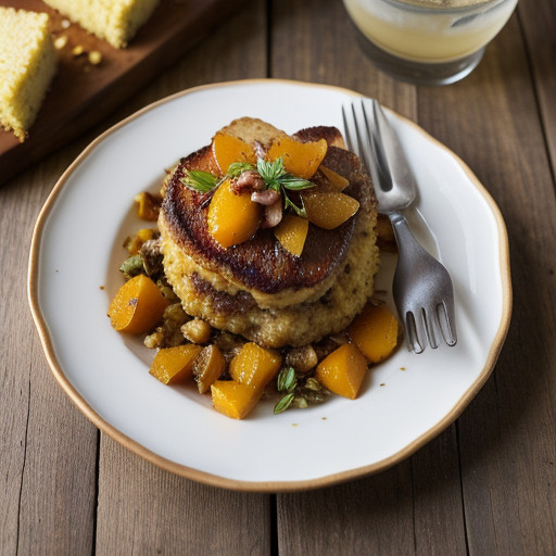 Pan Fried Squab With Apricot Glaze and Cornbread Stuffing recipe image